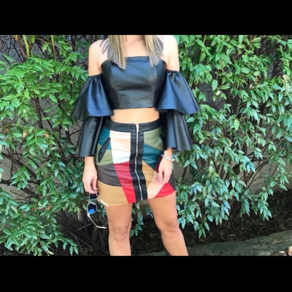 Black Leather Crop Top